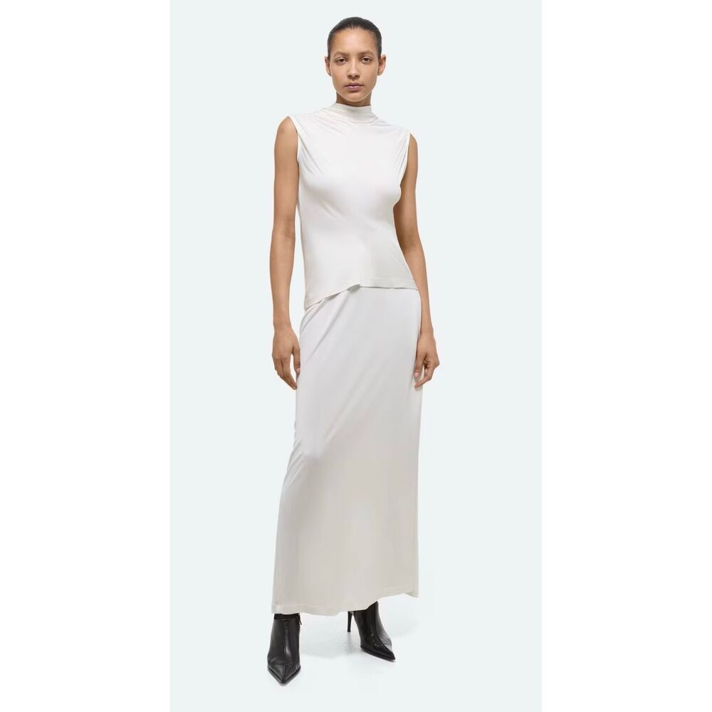 HELMUT LANG WOMEN’S JERSEY MAXI SKIRT in Creme SIZE M, NWT